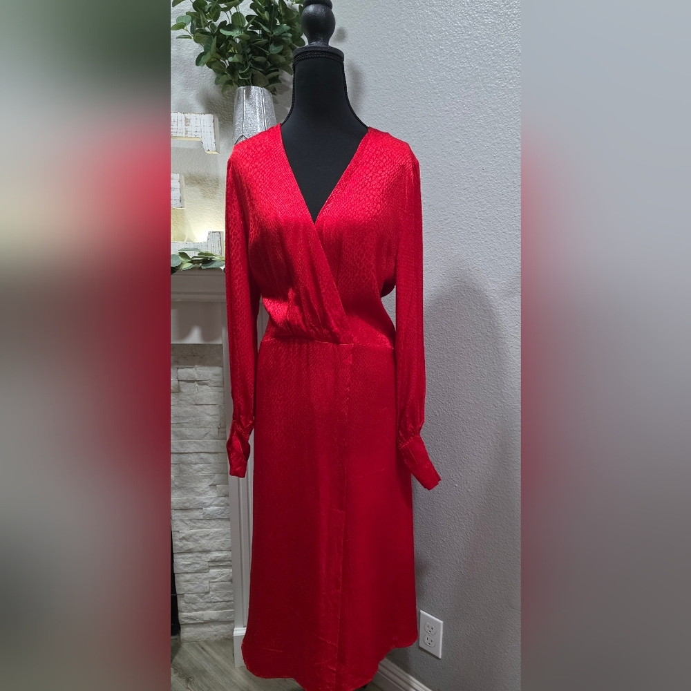 H&M Red Long Sleeve Dress